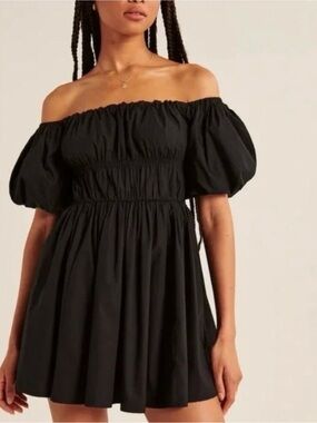 Abercrombie & Fitch Puff Sleeve Off Shoulder Mini Dress